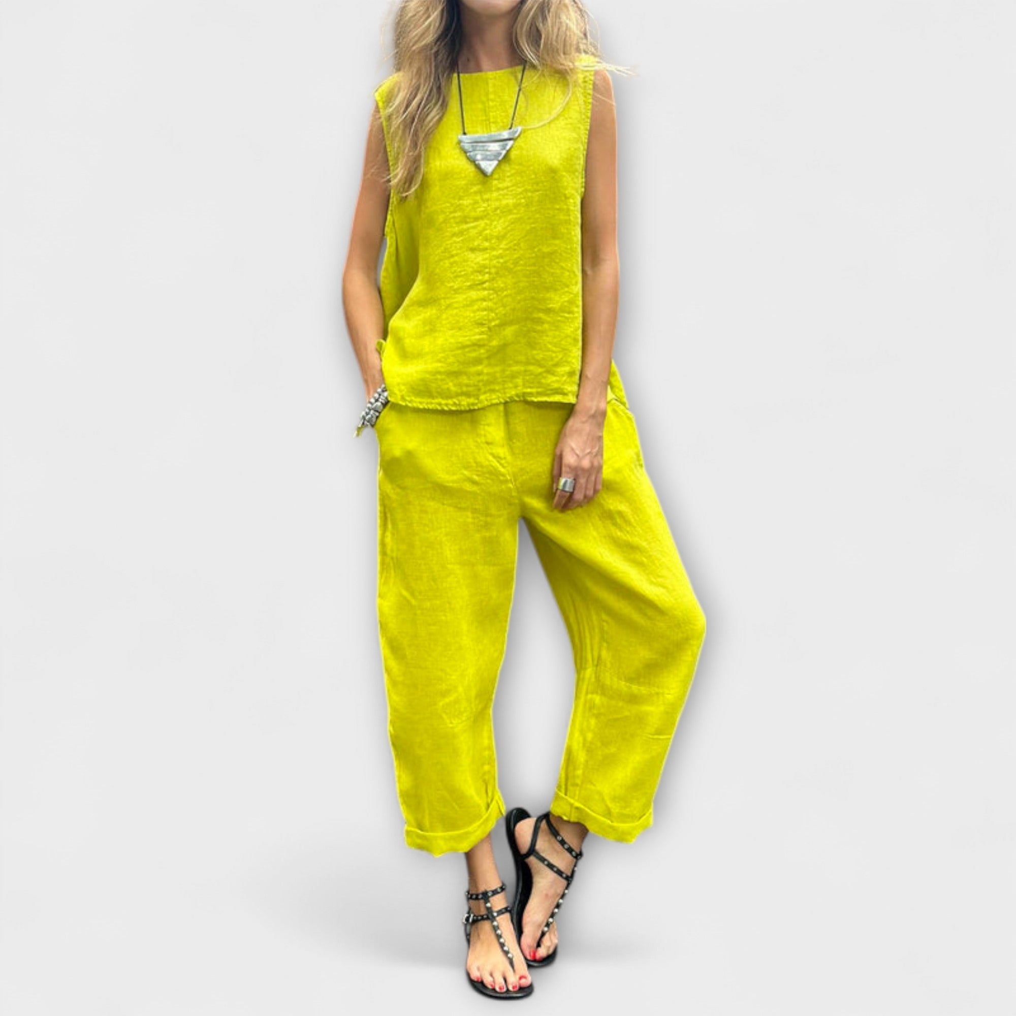Jennifer - Avslappnad Bomull-Linne Outfit