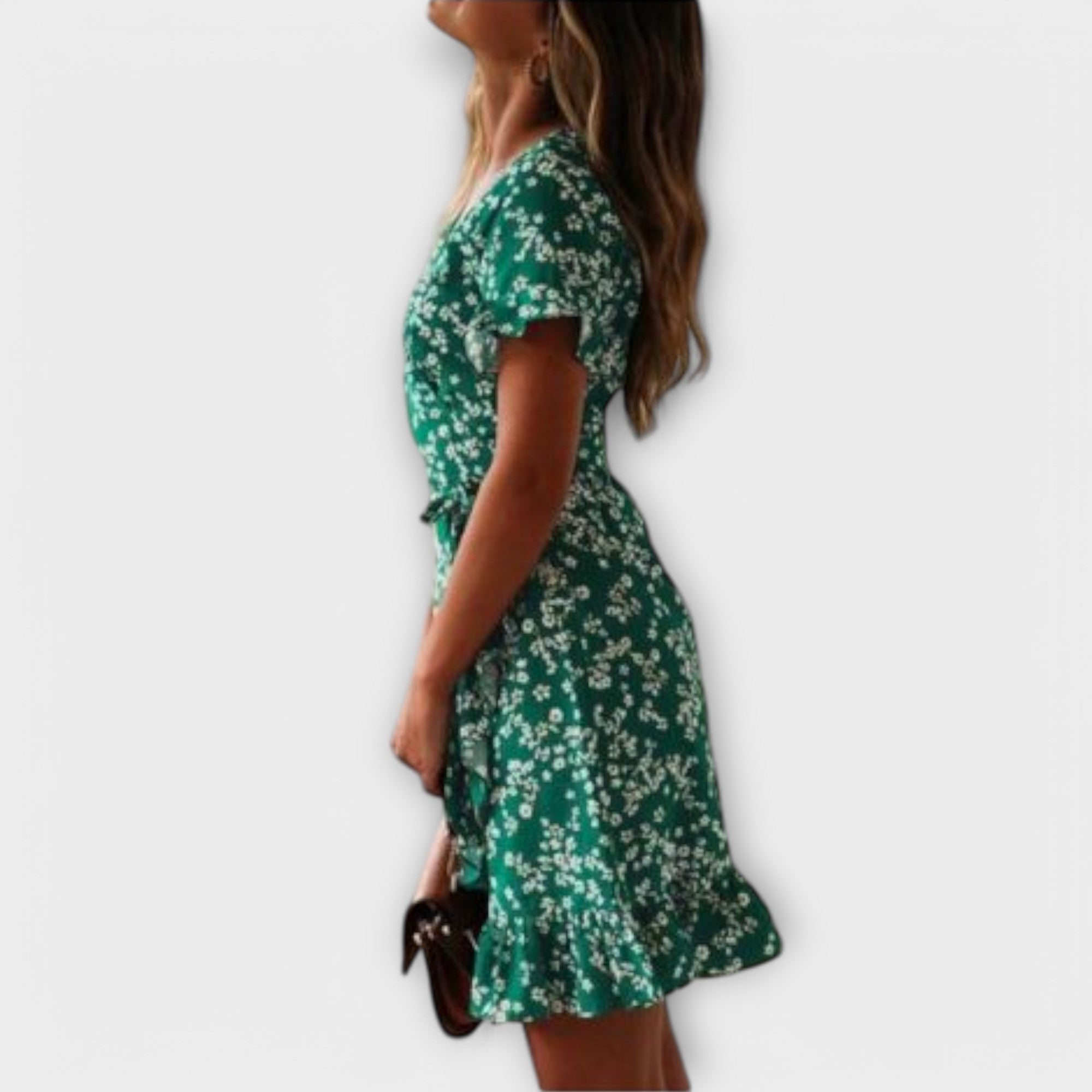 Nilsine - Kort Boho Klänning i Grön