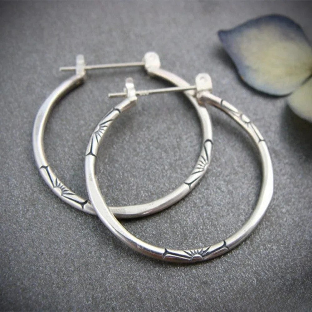 Retro Silver Hoop Örhängen