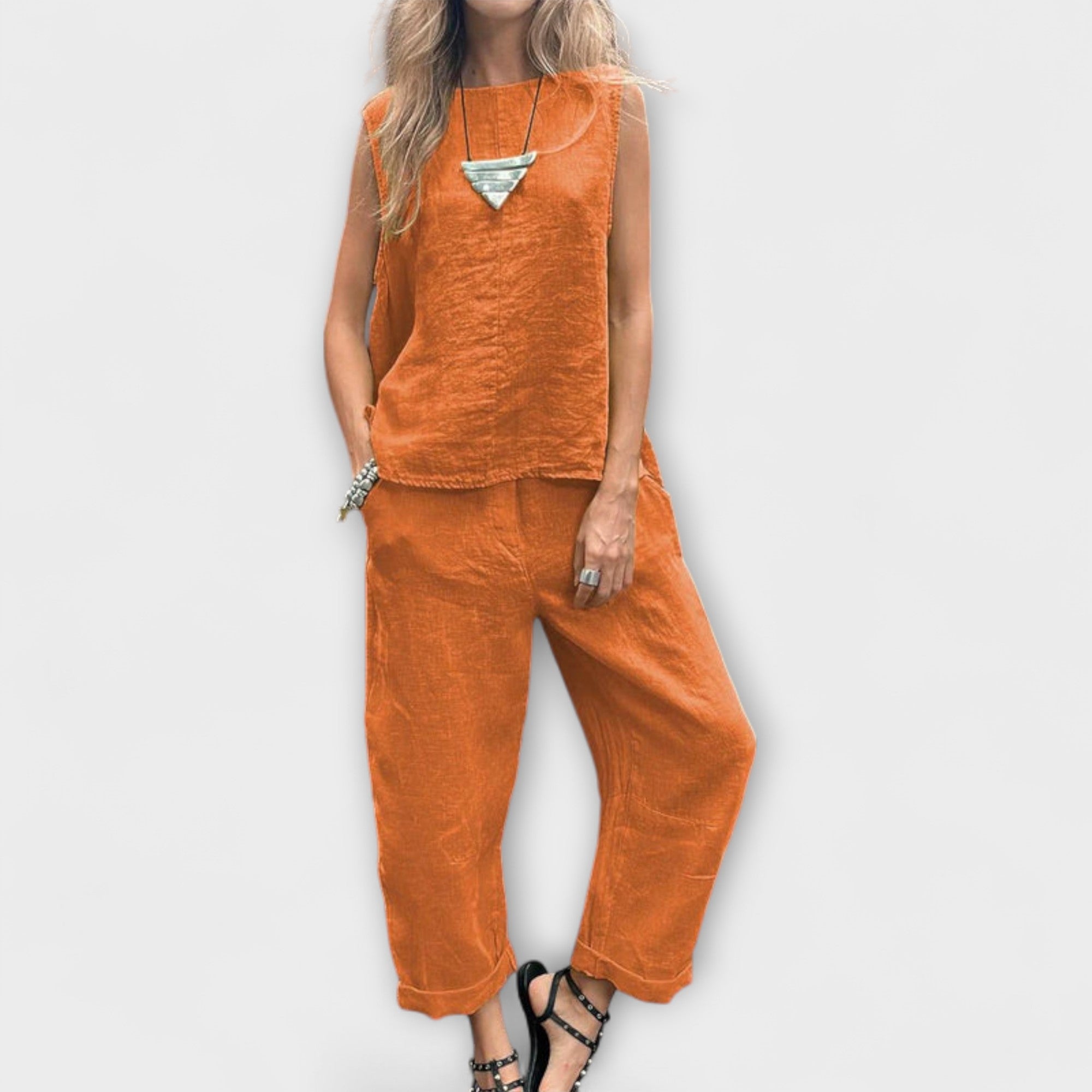 Jennifer - Avslappnad Bomull-Linne Outfit
