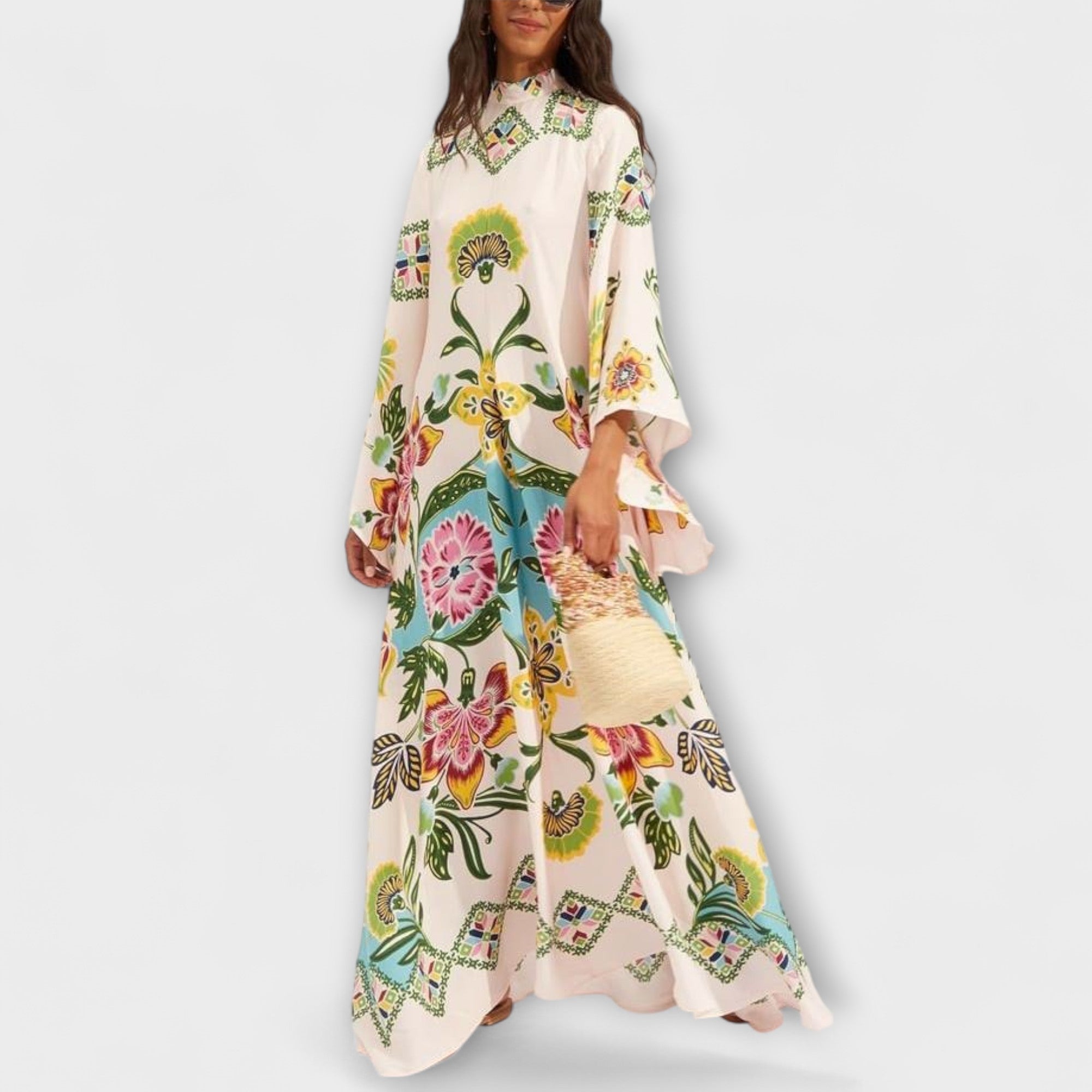 Lisa - Elegant Maxi Klänning med Blommönster och Flödande Design