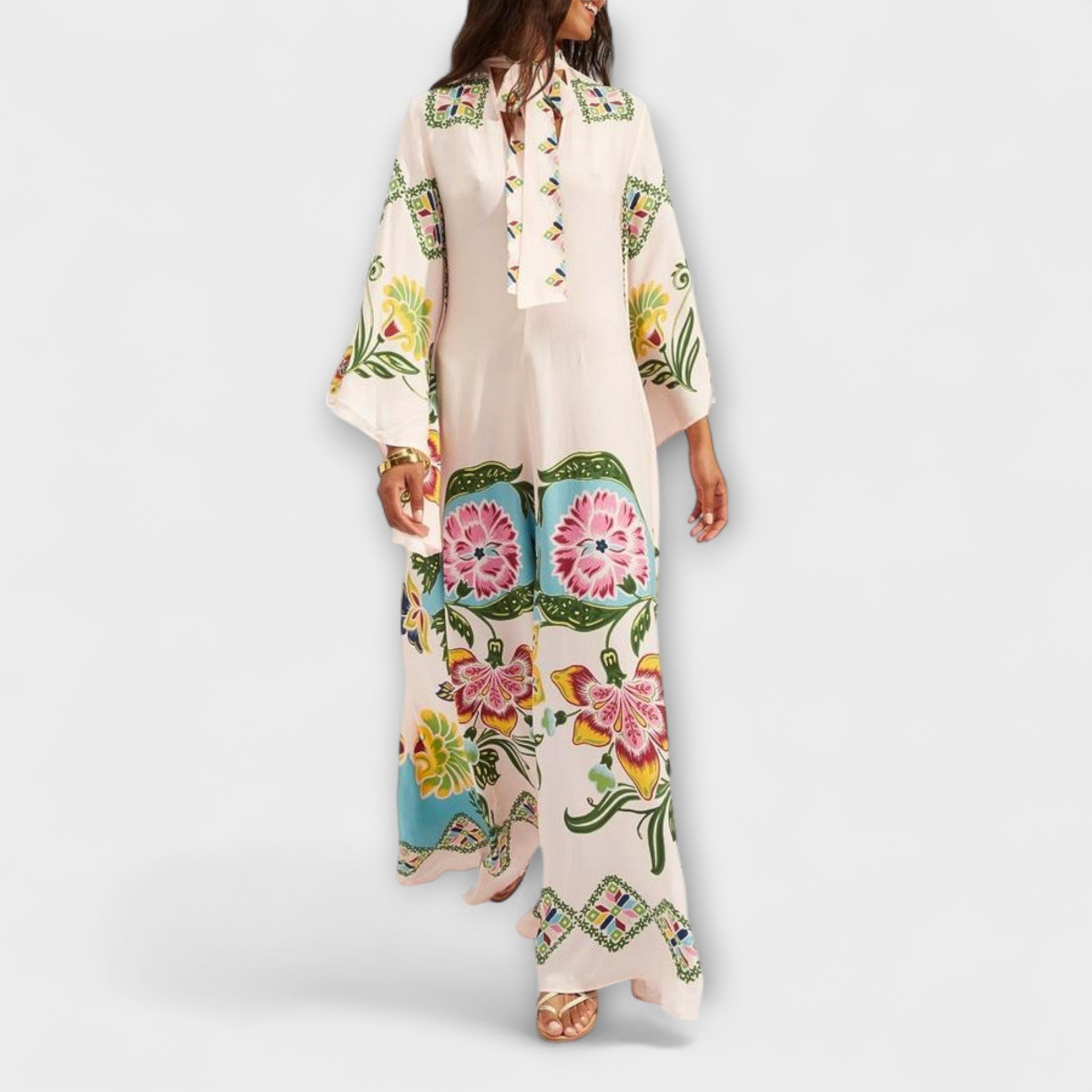 Lisa - Elegant Maxi Klänning med Blommönster och Flödande Design