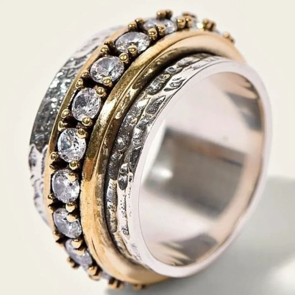 Retro Ring med Inlagda Stenar