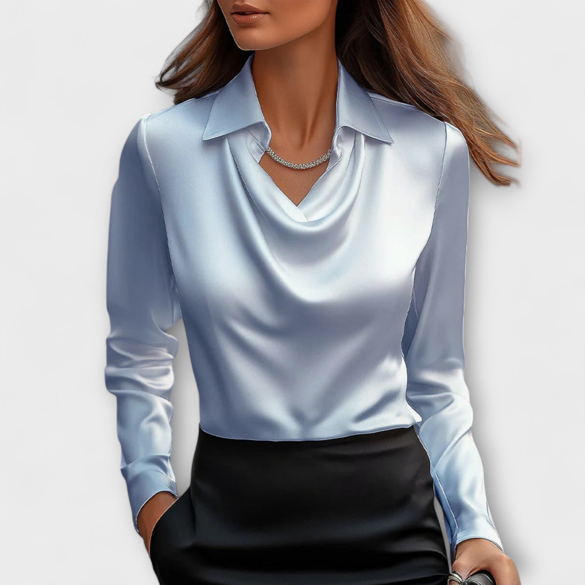 Skinande Blus med Volangkrage