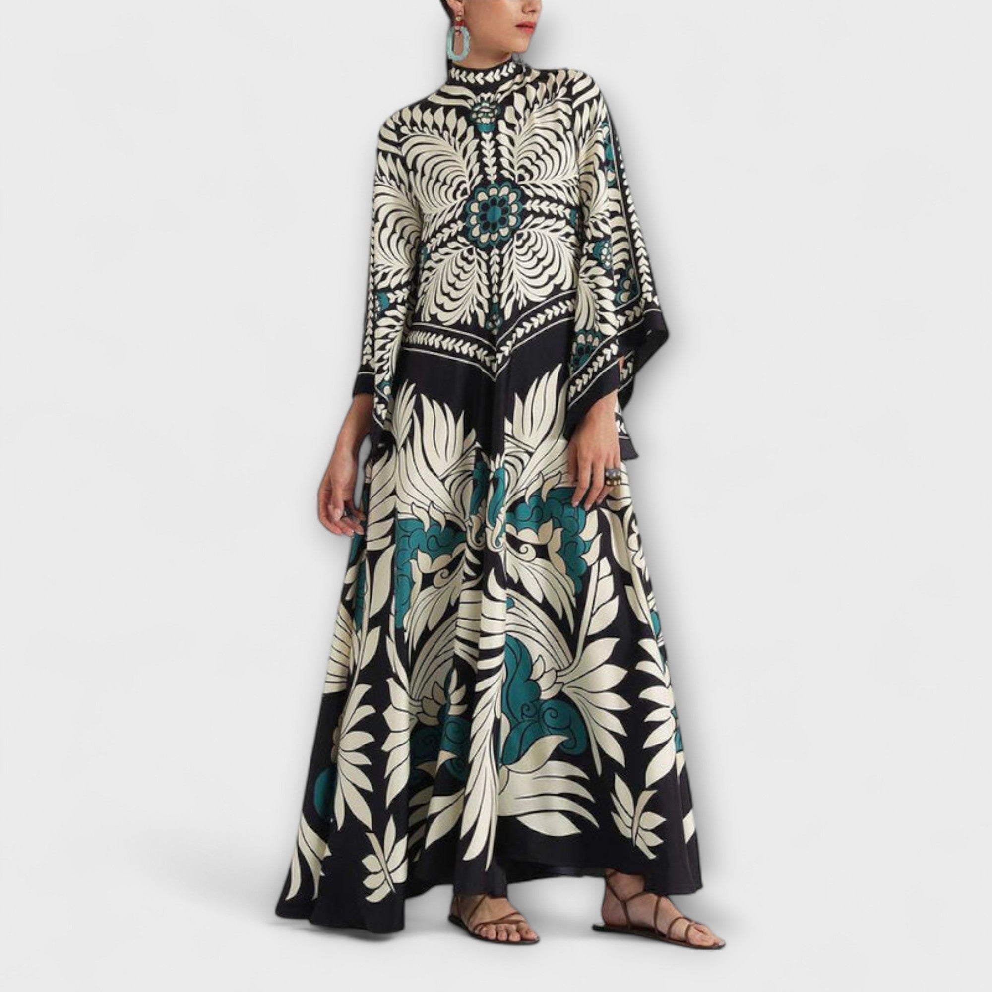 Giselle - Chic Blommönstrad Flödande Maxiklänning