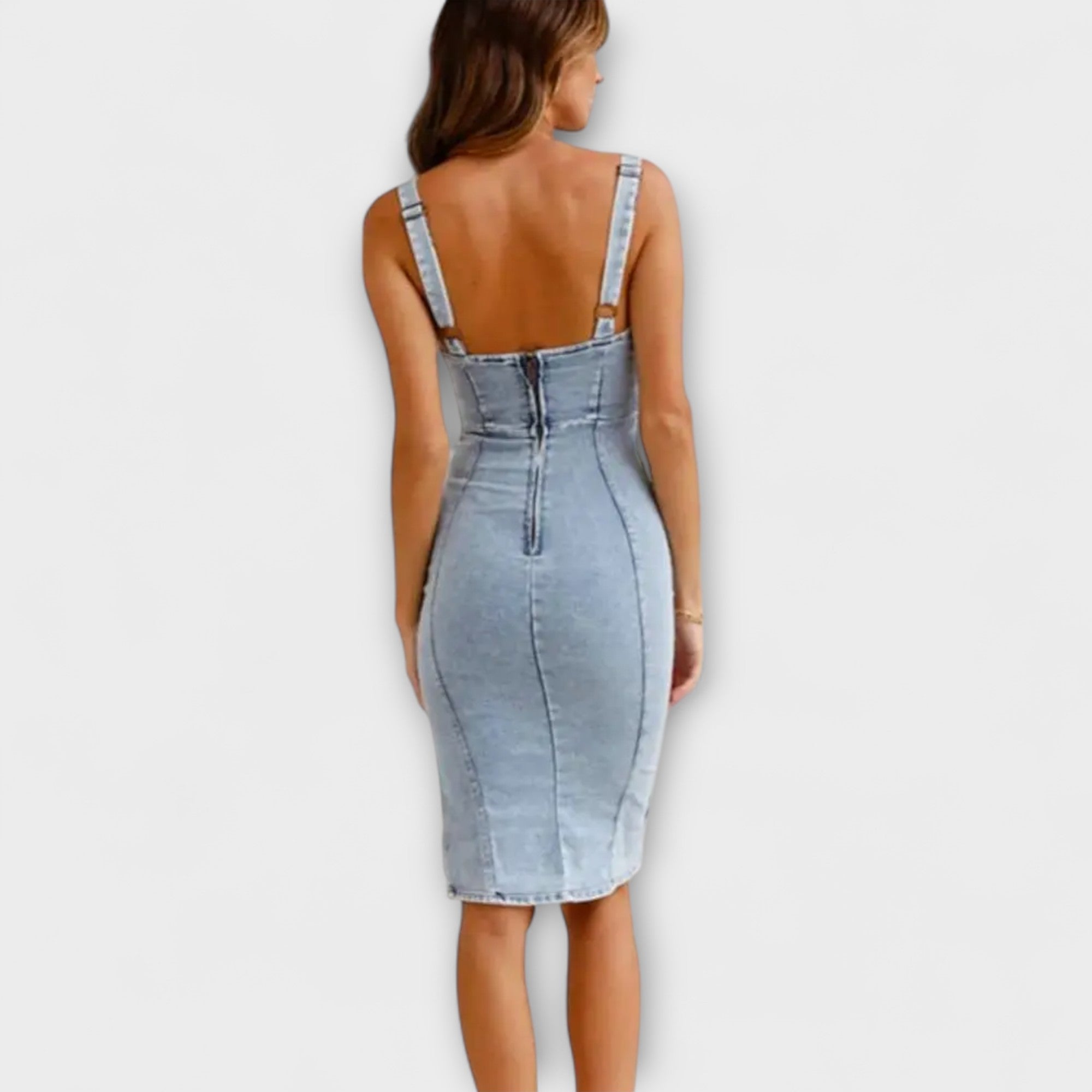 Anna - Denimklänning med Justerbara Remmar