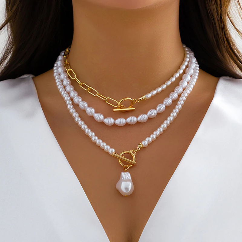 Vintage Pärl Halsband i Flerlagerdesign